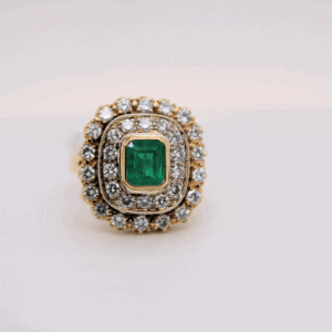 Goldring Smaragd ca. 1,28ct 750 Gelbgold 7,20×5,80mm – Brillanten 1.65ct