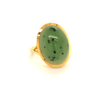 Gold Set Jade Chloromelanit Cabochon – 750 Gold – Ring – Ohrringe – Anhänger