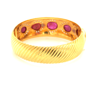 Gold Rubin Brillant Armreif – 900er Gold – Unikat – Rubine Diamanten – Cabochon